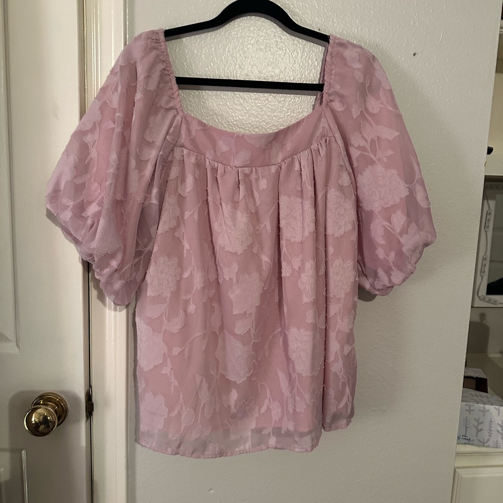Women’s pink floral square neck blouse